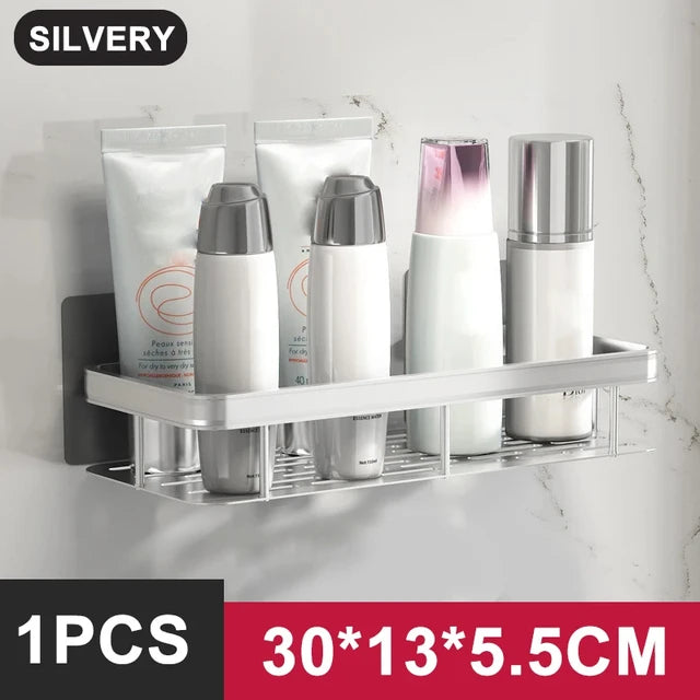 Bathroom Shelf Aluminum Alloy Shampoo Rack Makeup Storage Organizer Shower Shelf Bathroom Accessories No Drill Wall Corner Shelf